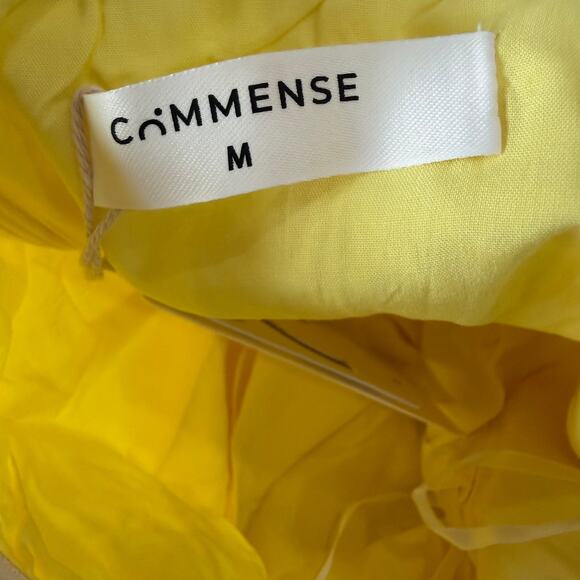 Commense Romantic Tea Cotton Blend Lettuce Trim Slit Midi Dress Yellow M - Picture 6 of 7